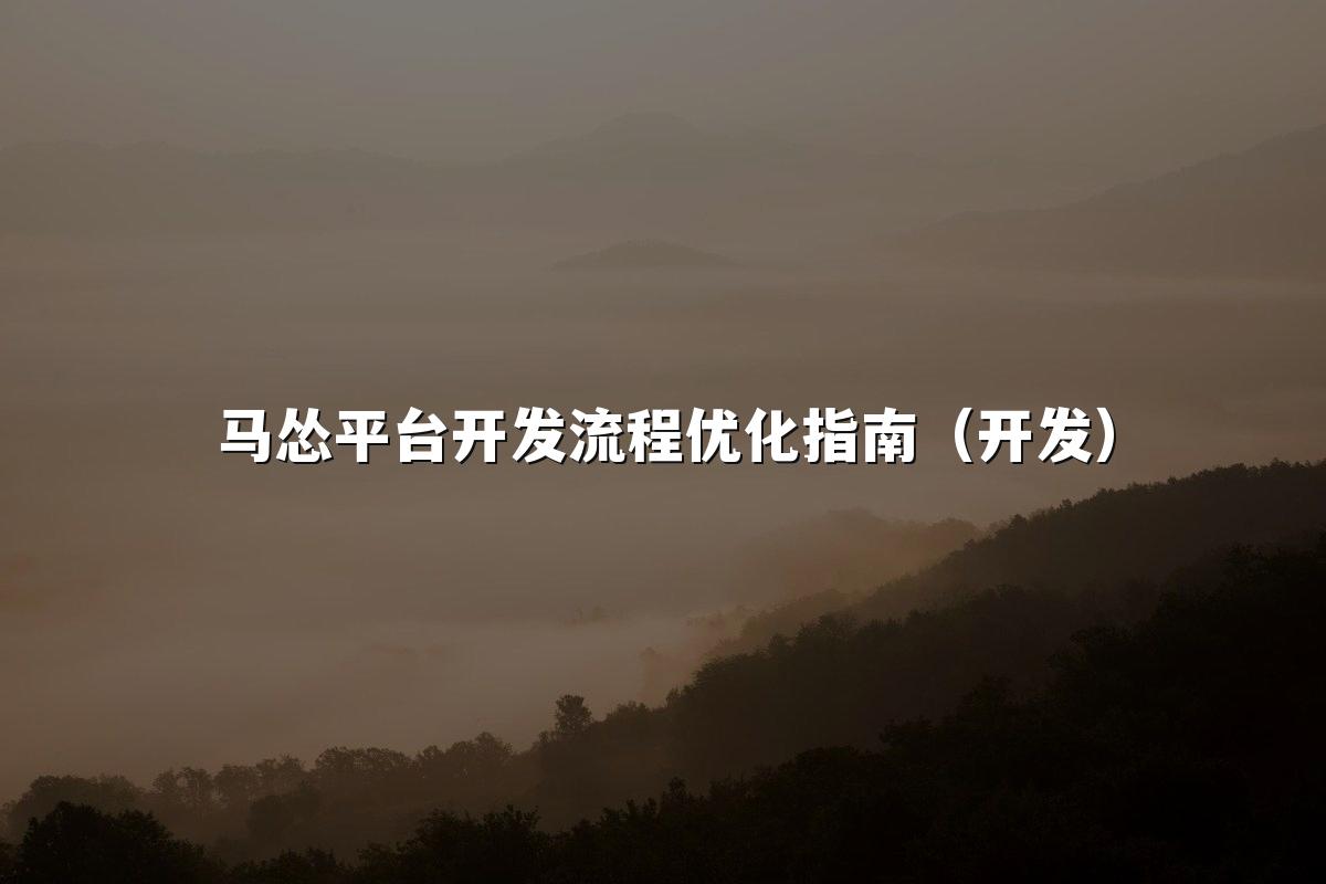 马怂平台开发流程优化指南（开发）