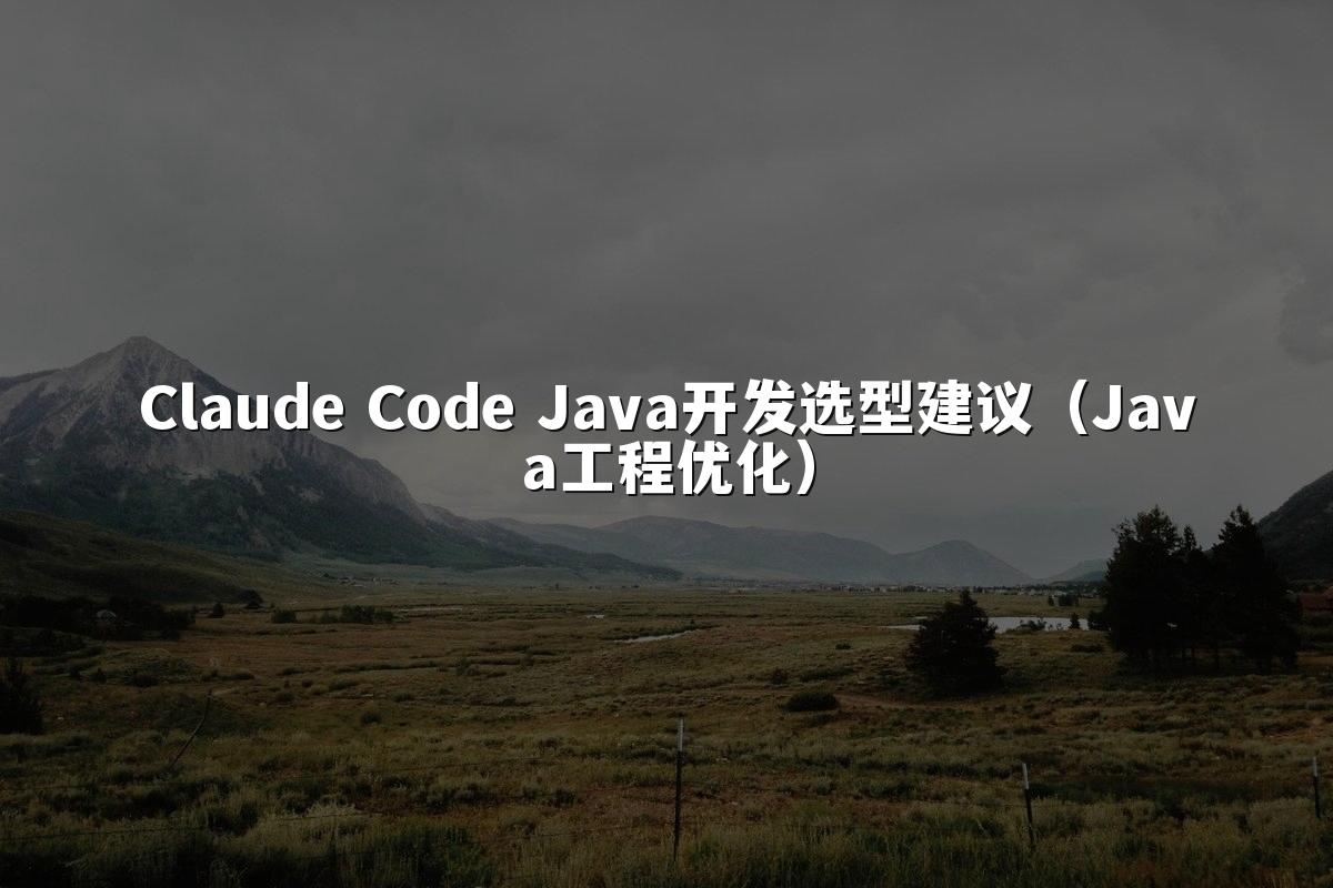 Claude Code Java开发选型建议(Java工程优化)
