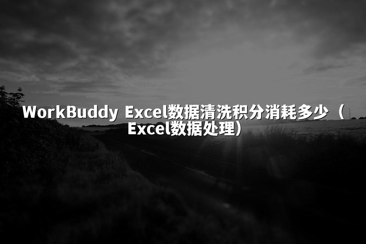 WorkBuddy Excel数据清洗积分消耗多少（Excel数据处理）
