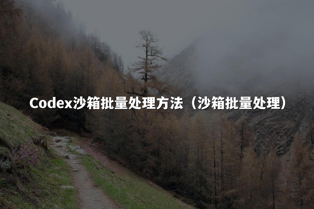 Codex沙箱批量处理方法(沙箱批量处理)