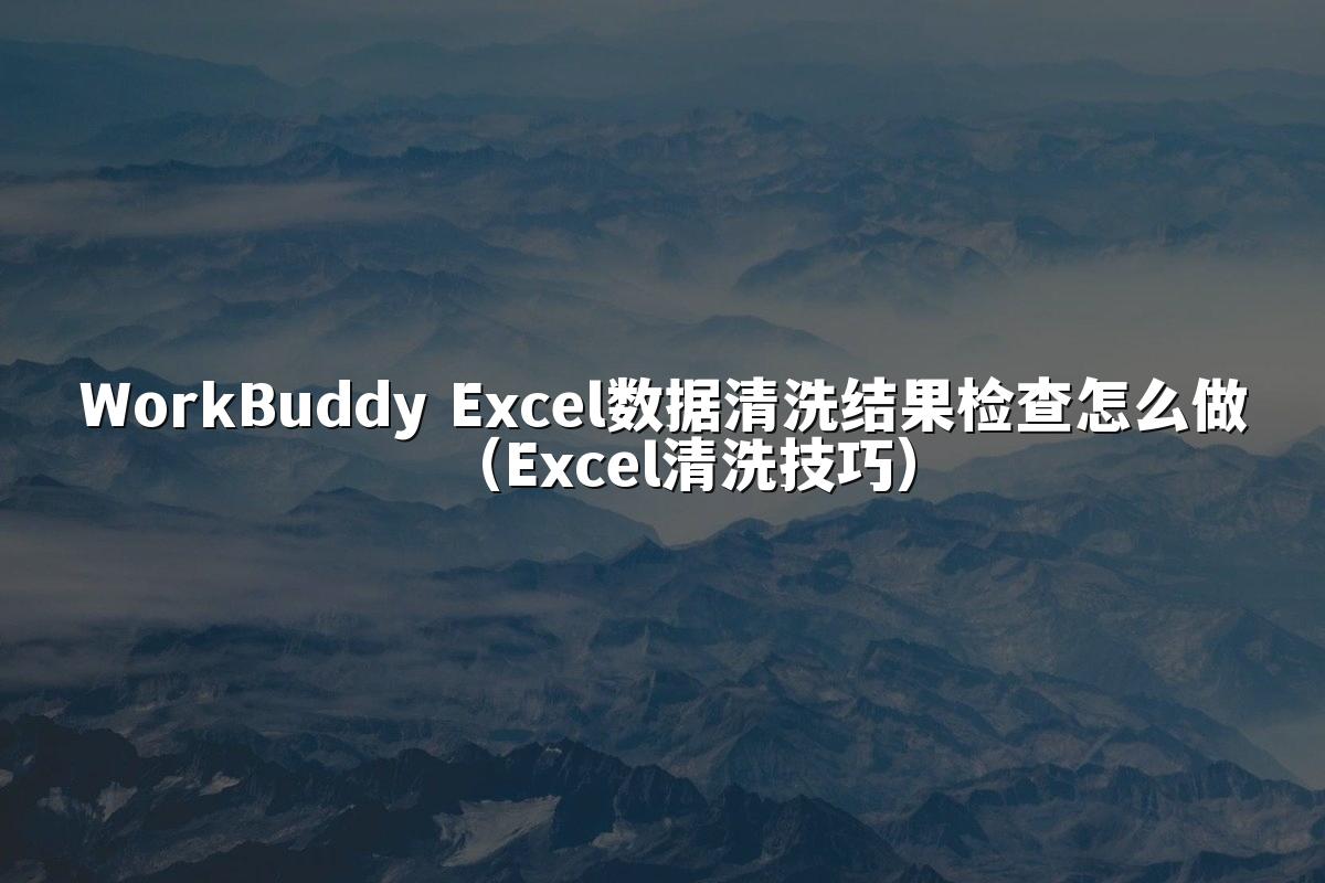 WorkBuddy Excel数据清洗结果检查怎么做（Excel清洗技巧）