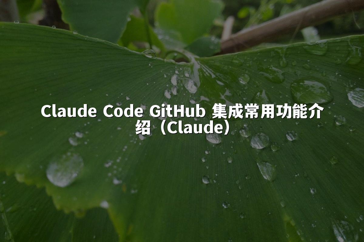 Claude Code GitHub 集成常用功能介绍（Claude）