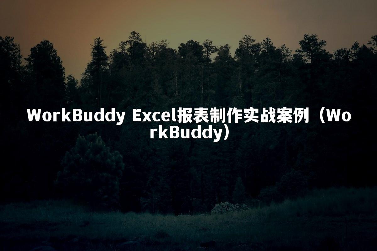 WorkBuddy Excel报表制作实战案例(WorkBuddy)