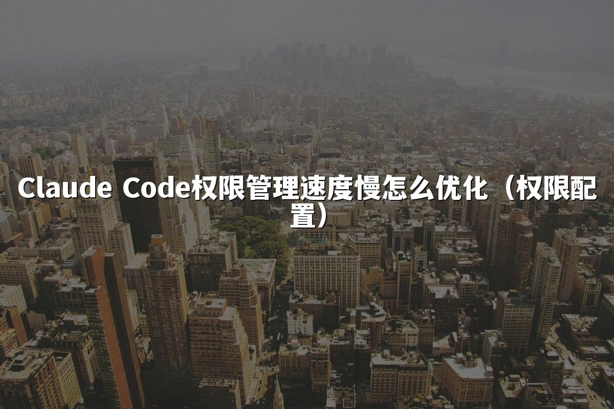 Claude Code权限管理速度慢怎么优化(权限配置)