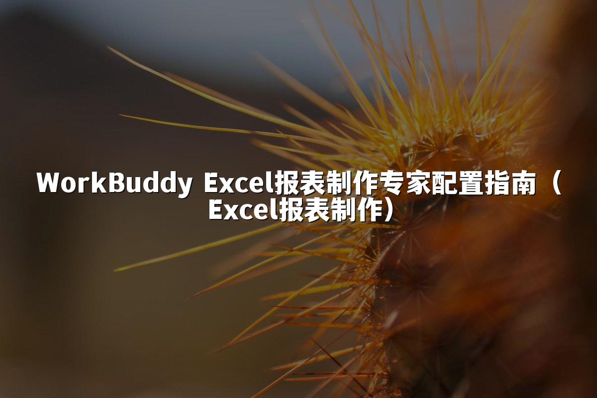 WorkBuddy Excel报表制作专家配置指南(Excel报表制作)