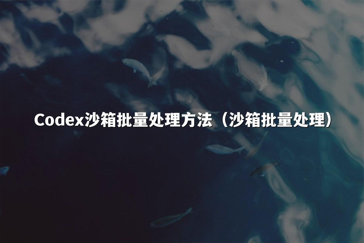 Codex沙箱批量处理方法（沙箱批量处理）