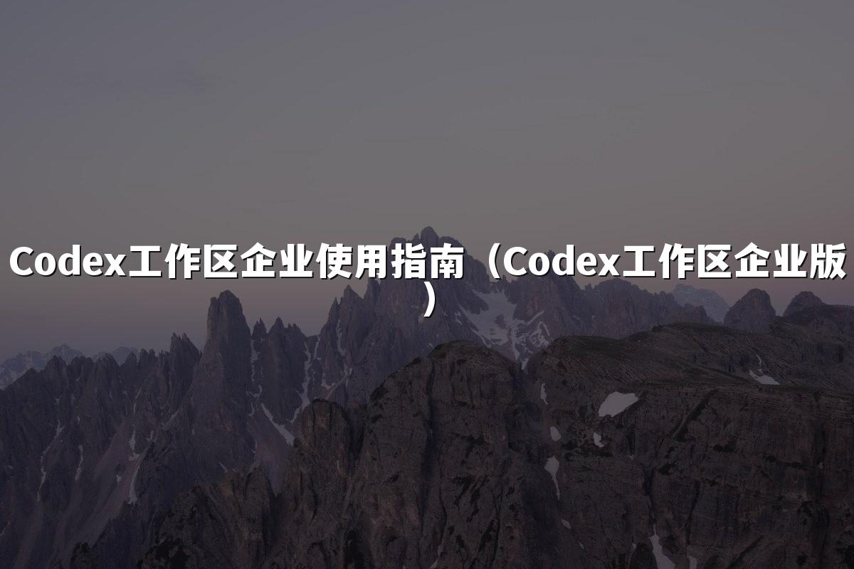 Codex工作区企业使用指南（Codex工作区企业版）