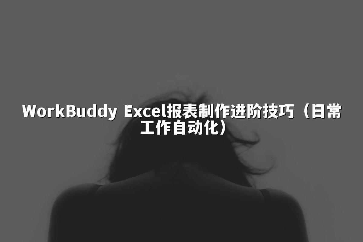 WorkBuddy Excel报表制作进阶技巧(日常工作自动化)