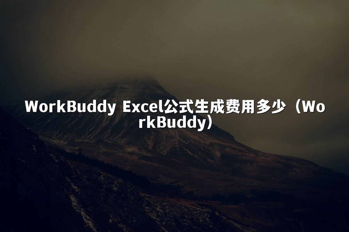 WorkBuddy Excel公式生成费用多少（WorkBuddy）