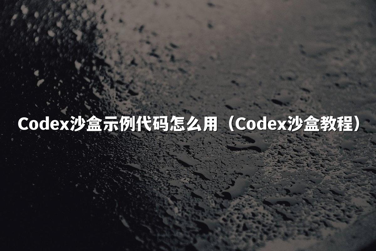 Codex沙盒示例代码怎么用(Codex沙盒教程)