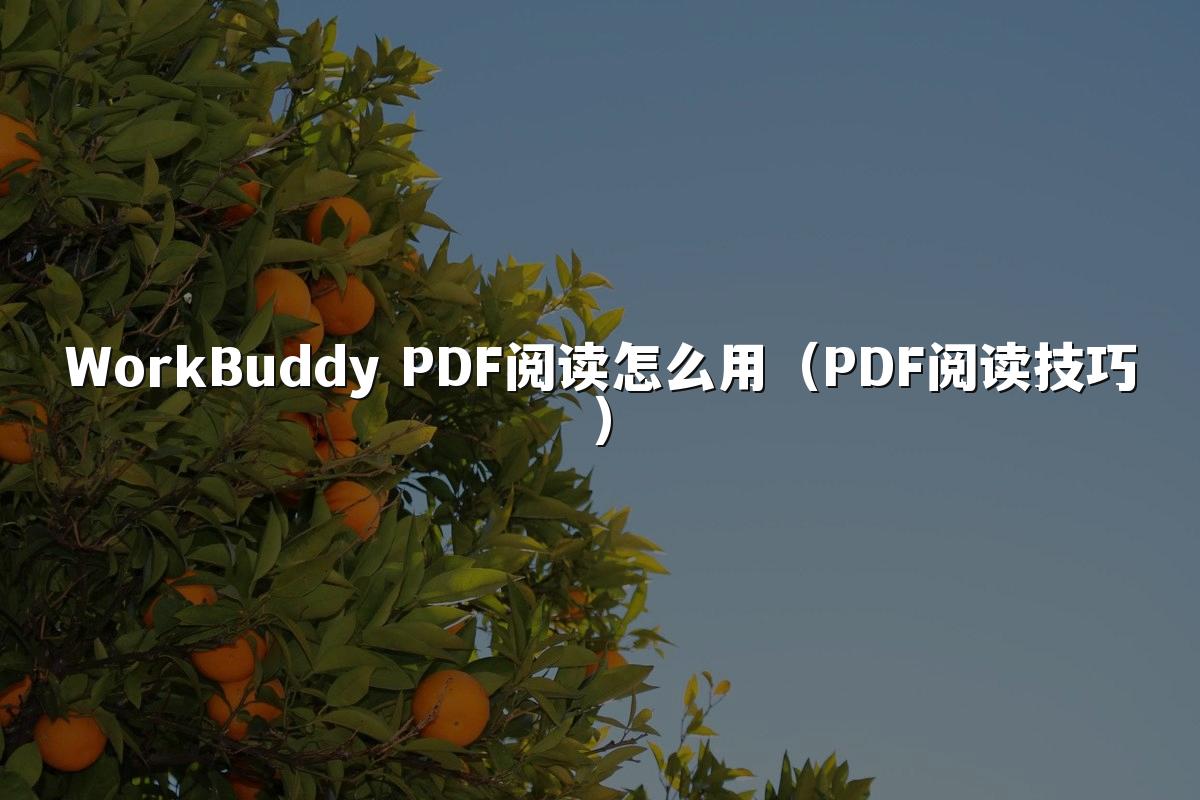 WorkBuddy PDF阅读怎么用（PDF阅读技巧）