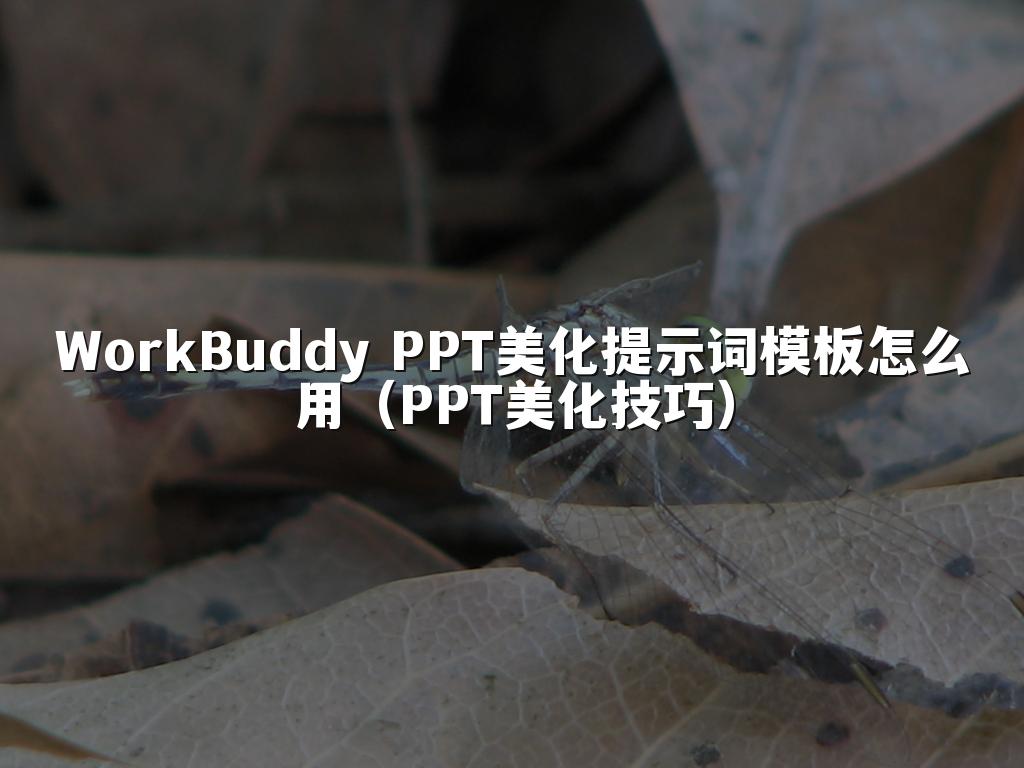 WorkBuddy PPT美化提示词模板怎么用（PPT美化技巧）