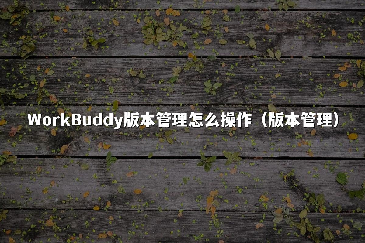 WorkBuddy版本管理怎么操作(版本管理)