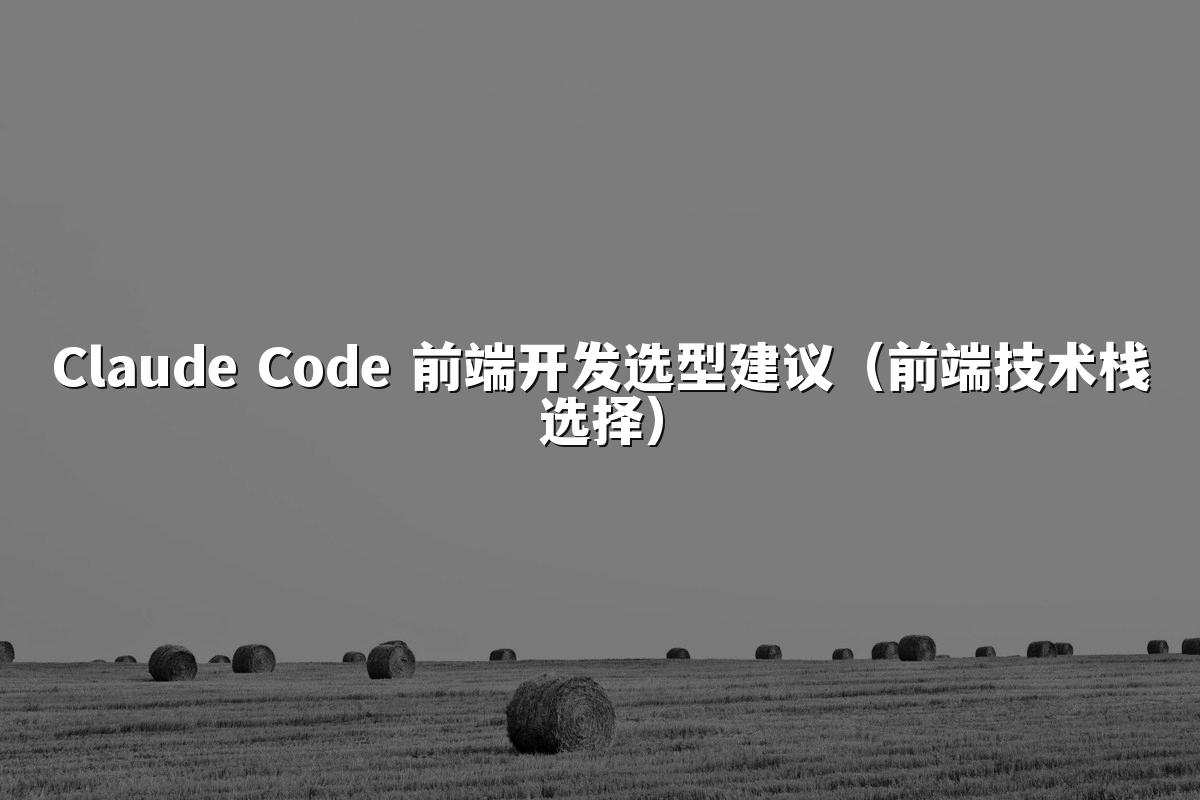 Claude Code 前端开发选型建议(前端技术栈选择)