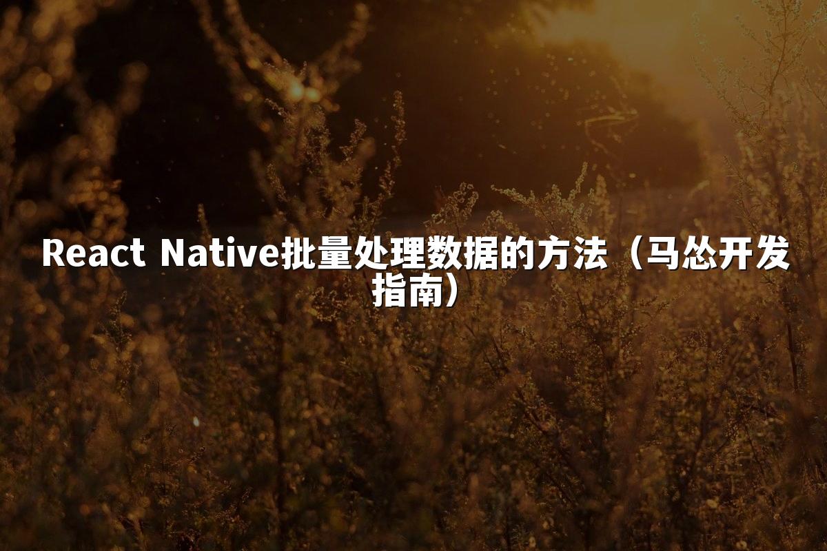 React Native批量处理数据的方法(马怂开发指南)