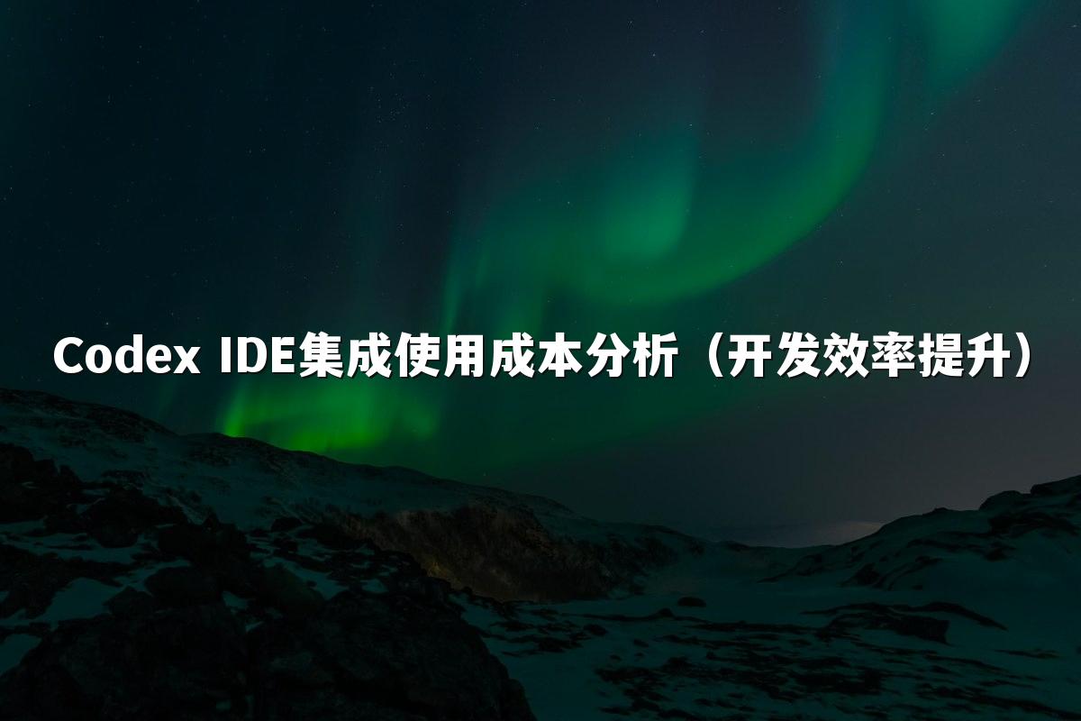 Codex IDE集成使用成本分析（开发效率提升）