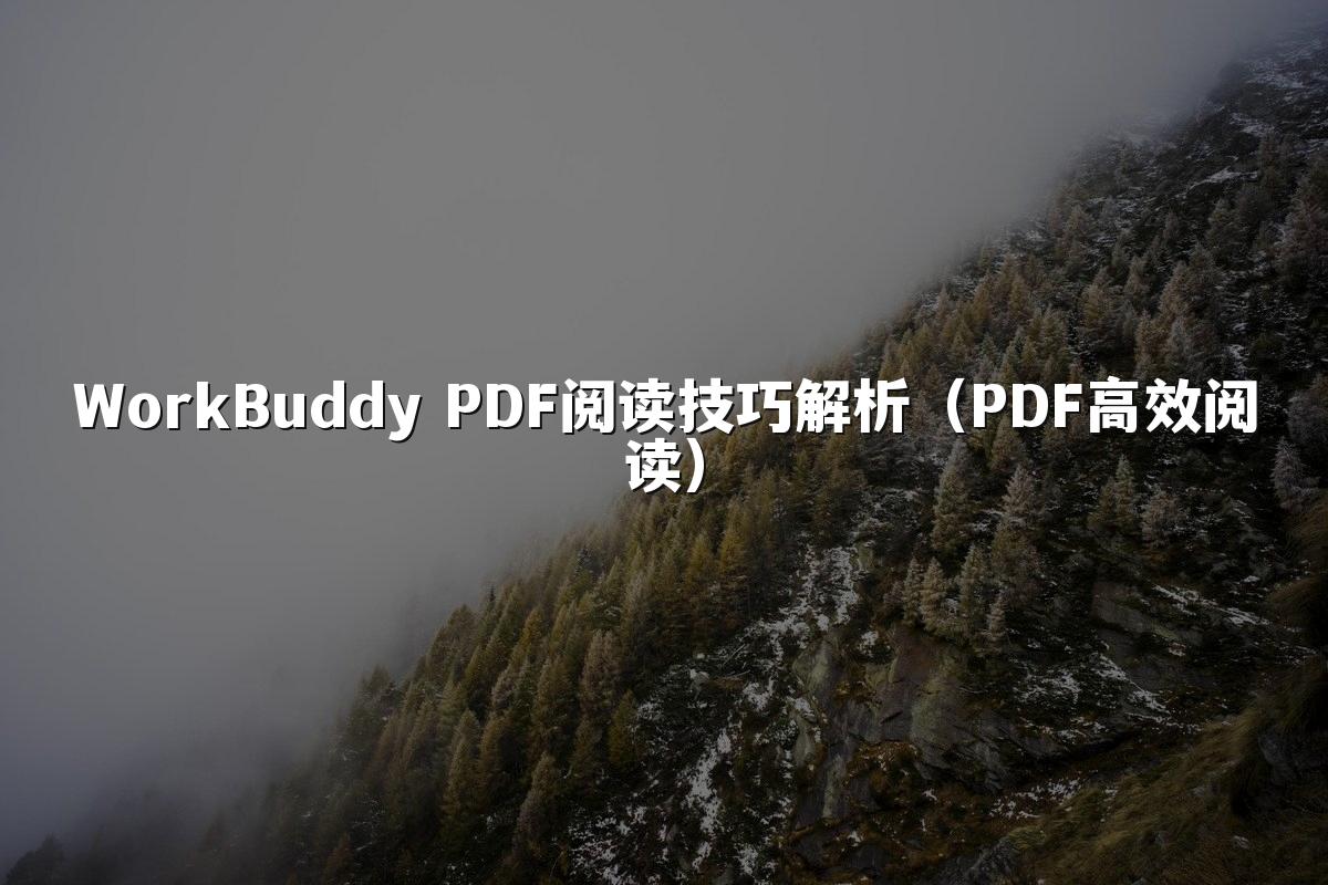 WorkBuddy PDF阅读技巧解析(PDF高效阅读)