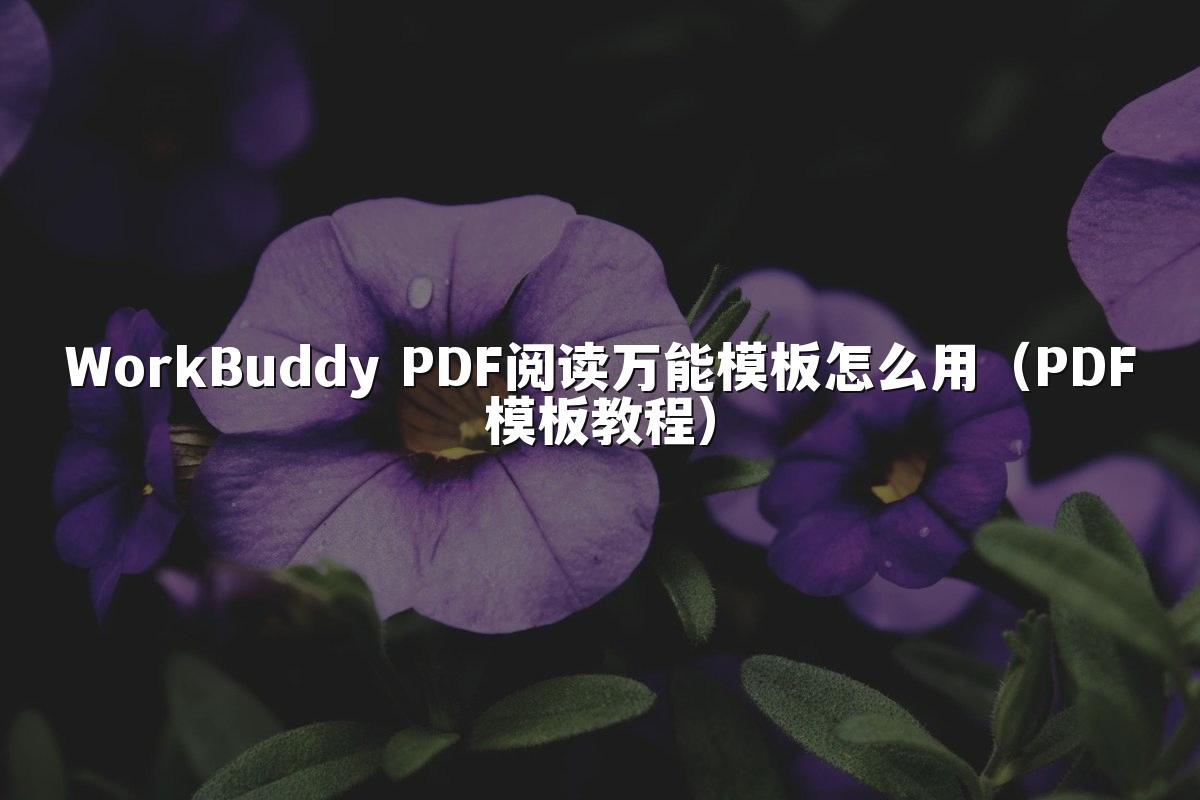 WorkBuddy PDF阅读万能模板怎么用(PDF模板教程)