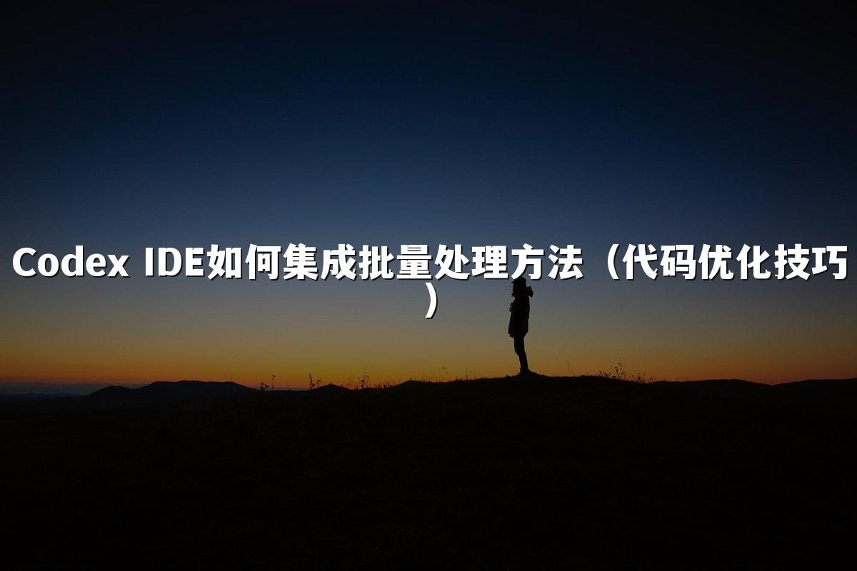 Codex IDE如何集成批量处理方法（代码优化技巧）