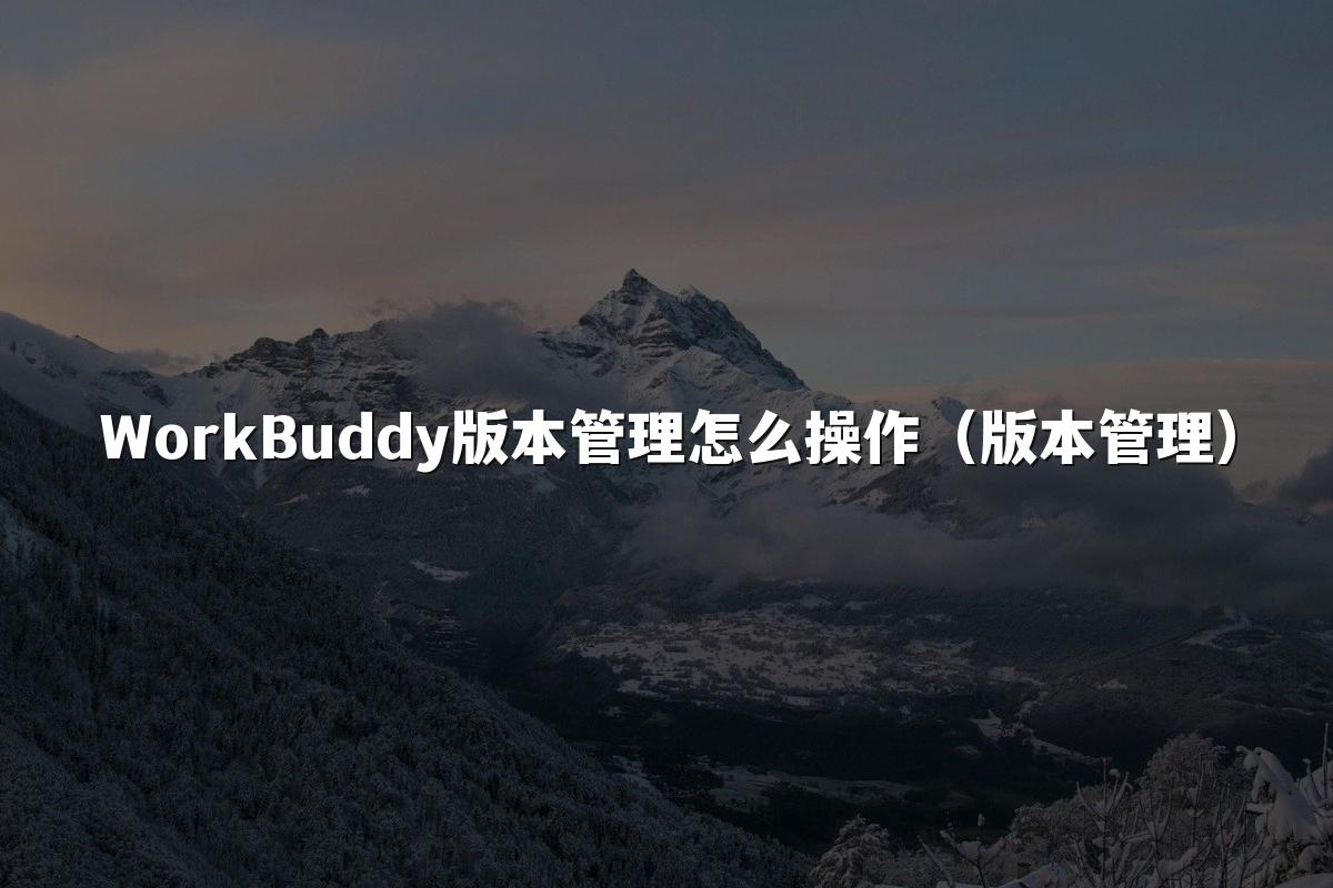 WorkBuddy版本管理怎么操作(版本管理)