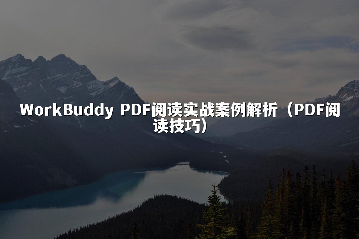 WorkBuddy PDF阅读实战案例解析（PDF阅读技巧）