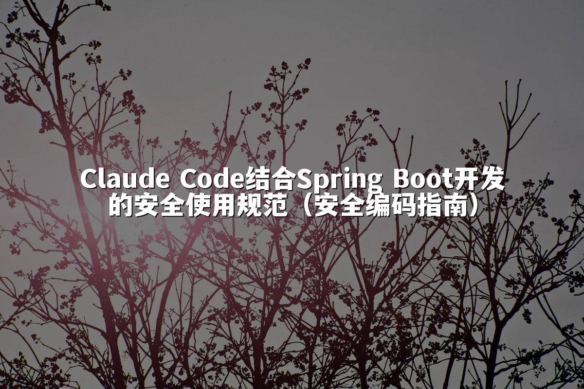 Claude Code结合Spring Boot开发的安全使用规范（安全编码指南）