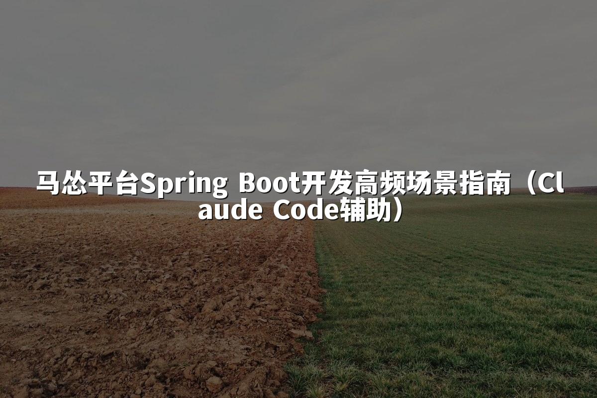 马怂平台Spring Boot开发高频场景指南（Claude Code辅助）