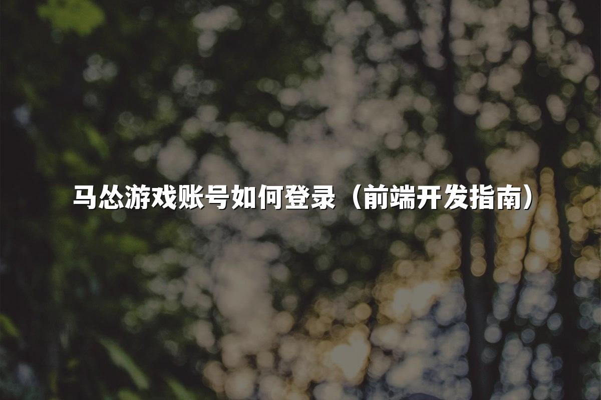 马怂游戏账号如何登录（前端开发指南）