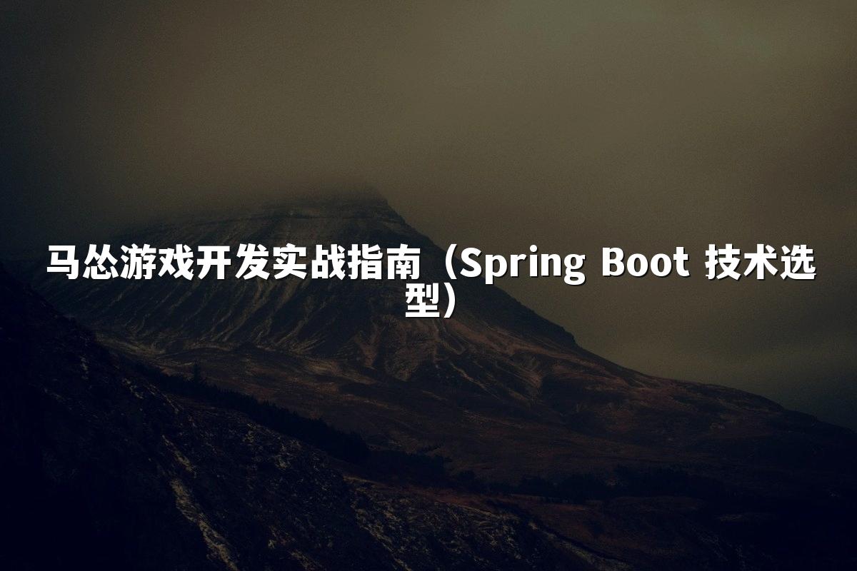 马怂游戏开发实战指南(Spring Boot 技术选型)