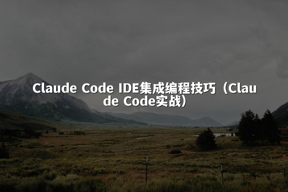 Claude Code IDE集成编程技巧（Claude Code实战）