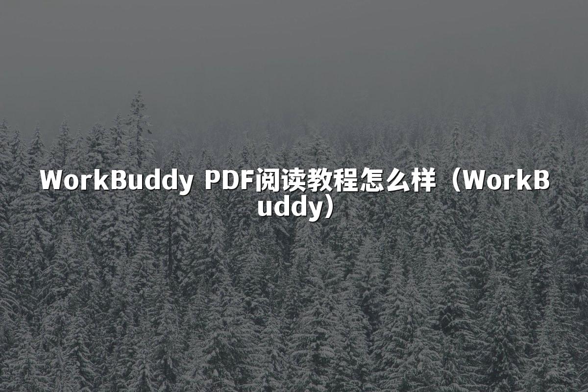 WorkBuddy PDF阅读教程怎么样(WorkBuddy)