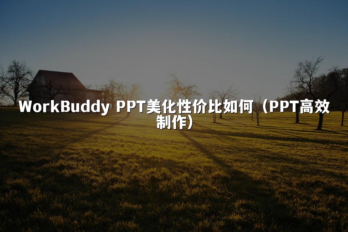 WorkBuddy PPT美化性价比如何（PPT高效制作）