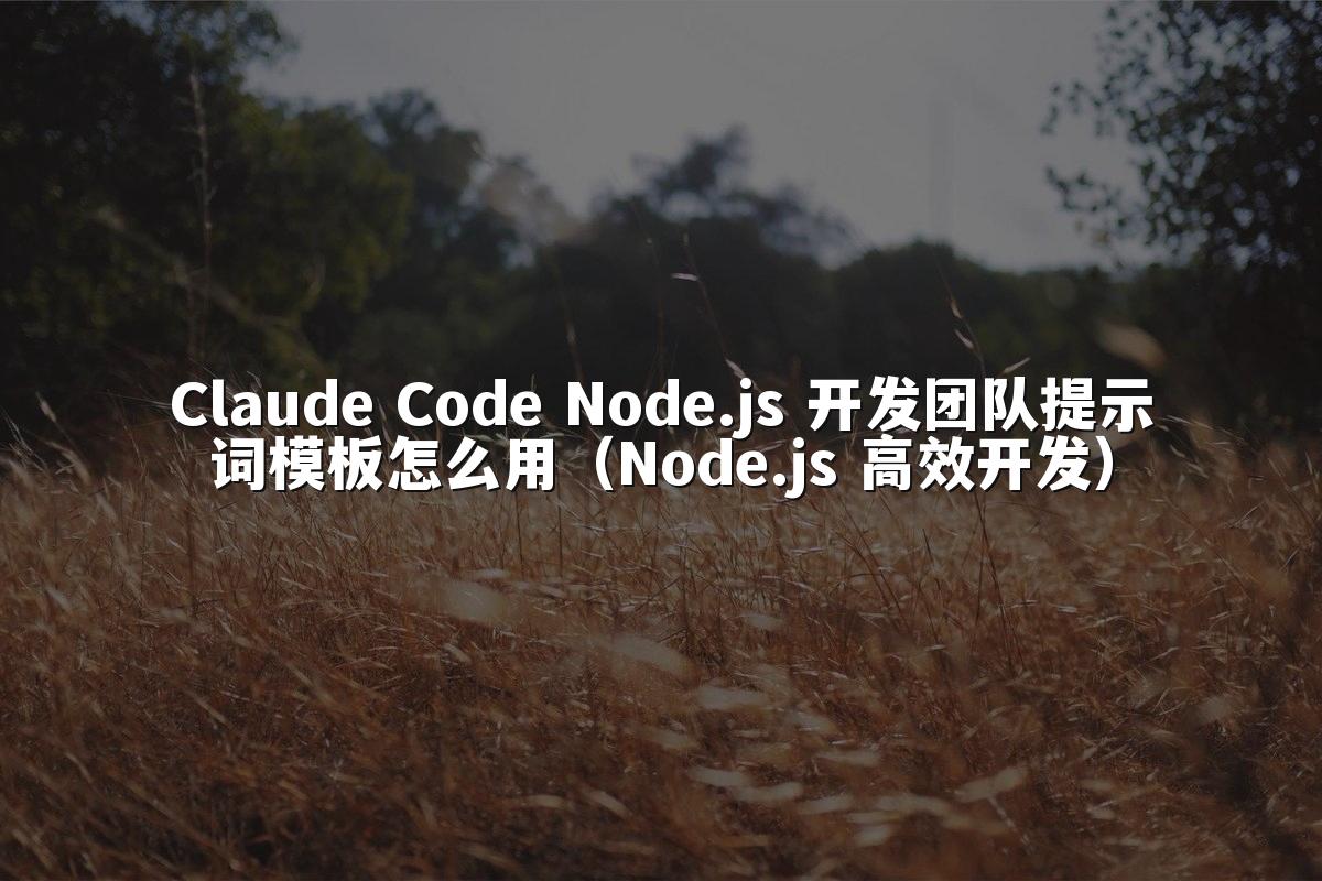 Claude Code Node.js 开发团队提示词模板怎么用(Node.js 高效开发)