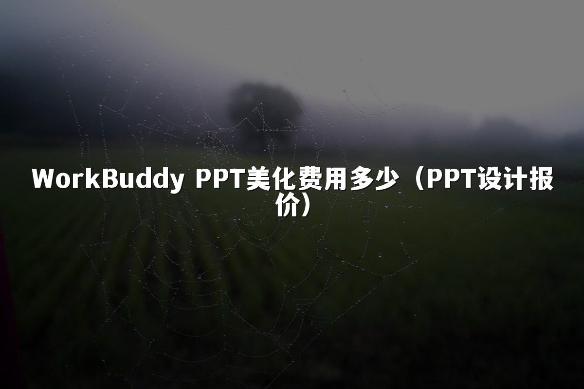 WorkBuddy PPT美化费用多少（PPT设计报价）