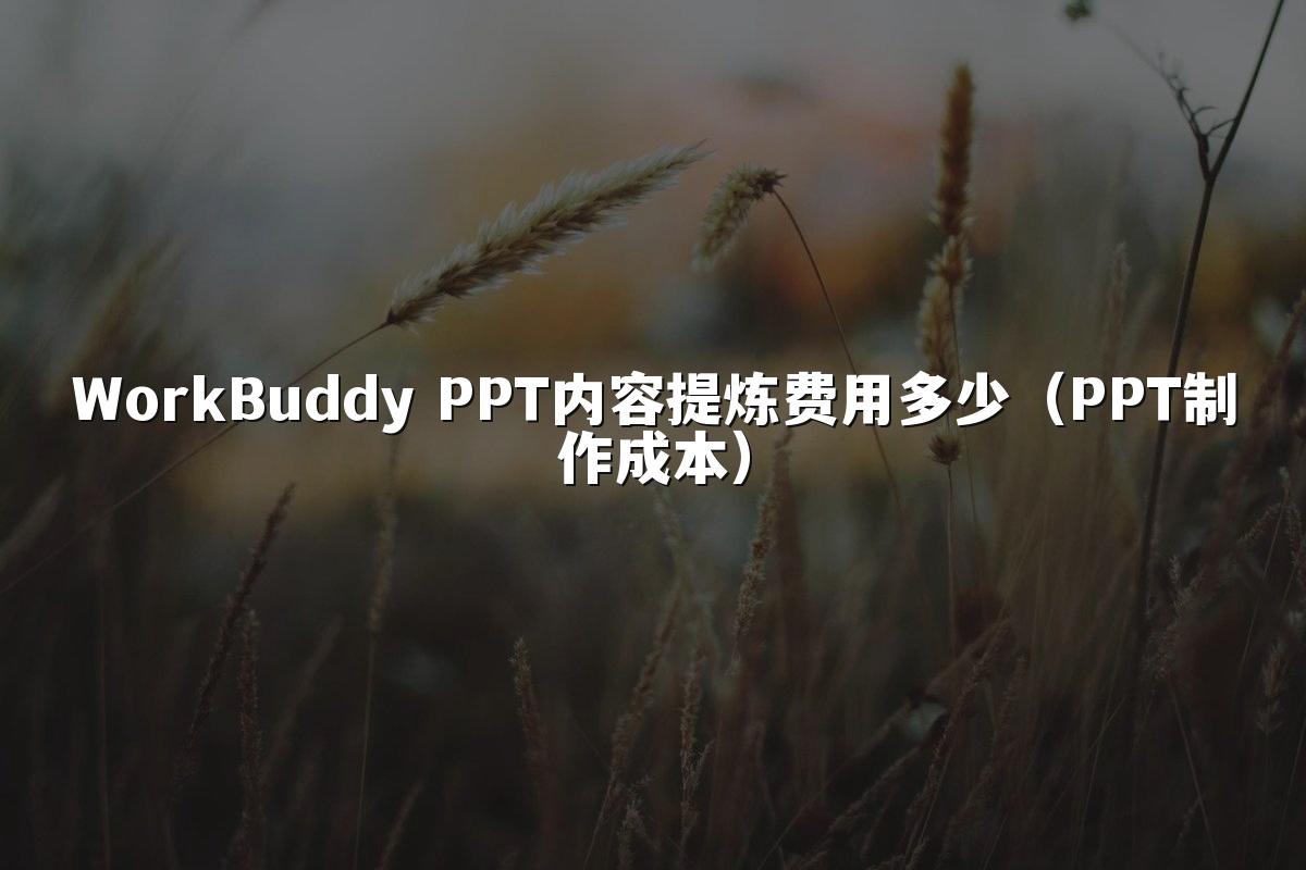 WorkBuddy PPT内容提炼费用多少（PPT制作成本）