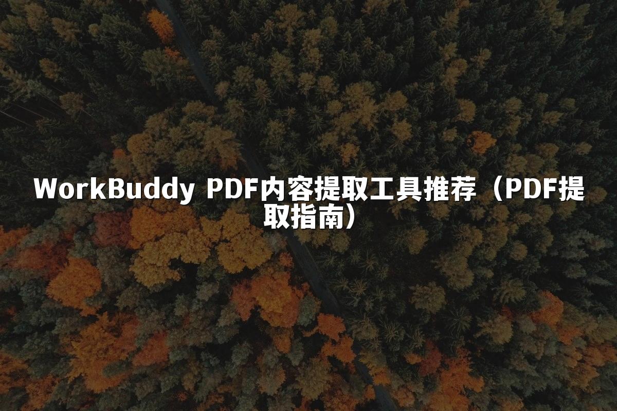 WorkBuddy PDF内容提取工具推荐(PDF提取指南)