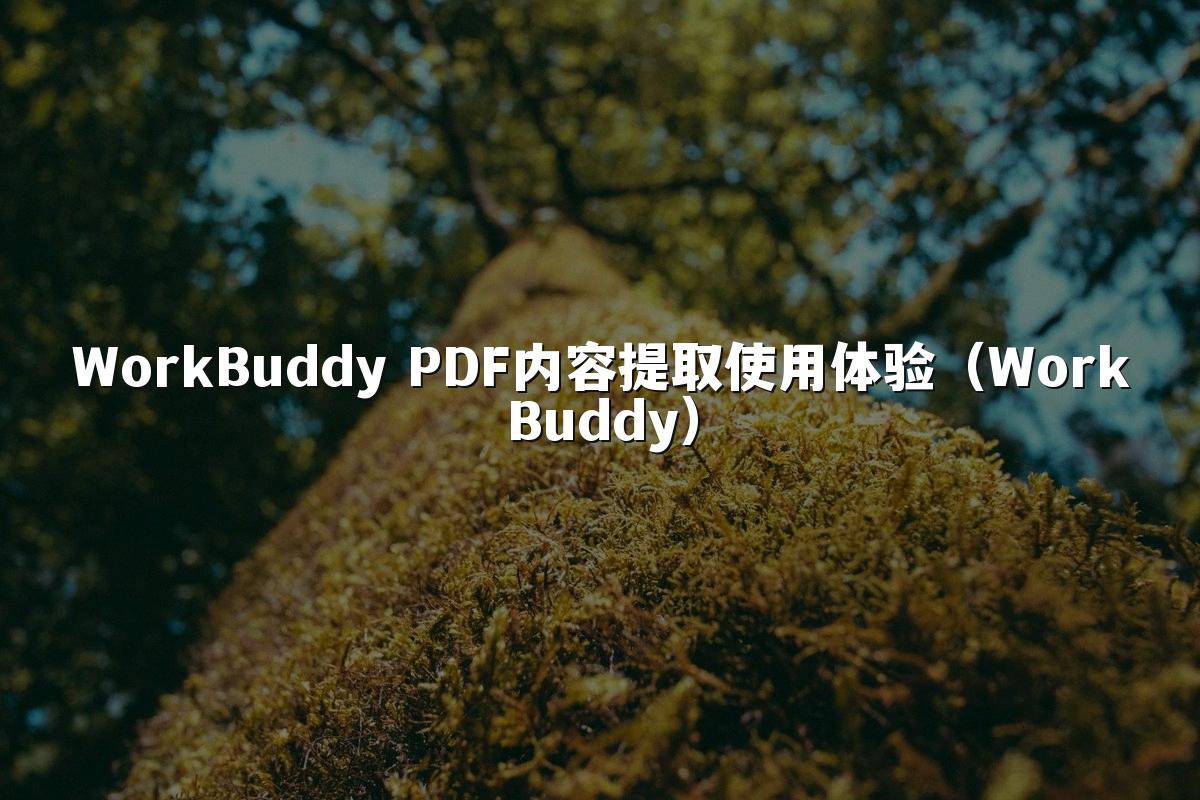 WorkBuddy PDF内容提取使用体验(WorkBuddy)