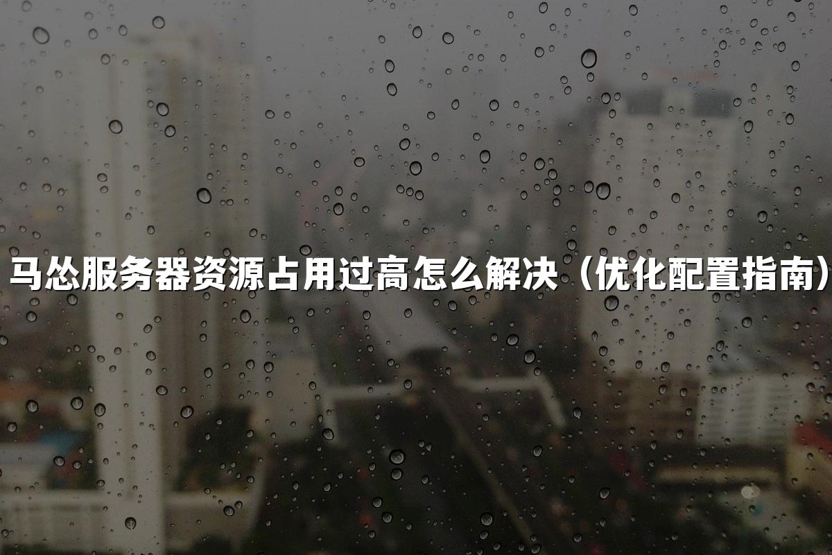 马怂服务器资源占用过高怎么解决(优化配置指南)