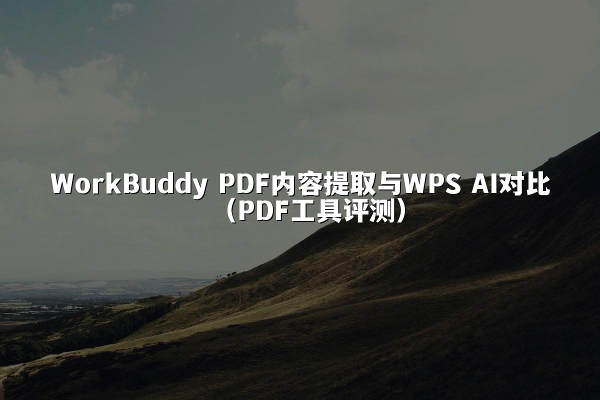 WorkBuddy PDF内容提取与WPS AI对比(PDF工具评测)