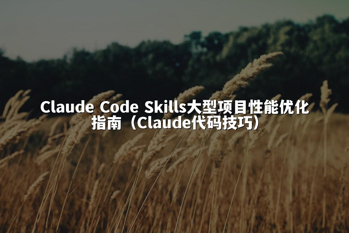 Claude Code Skills大型项目性能优化指南（Claude代码技巧）