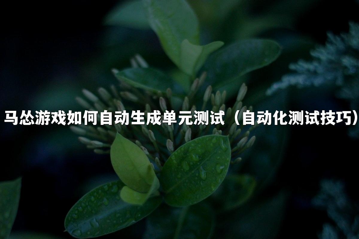 马怂游戏如何自动生成单元测试（自动化测试技巧）