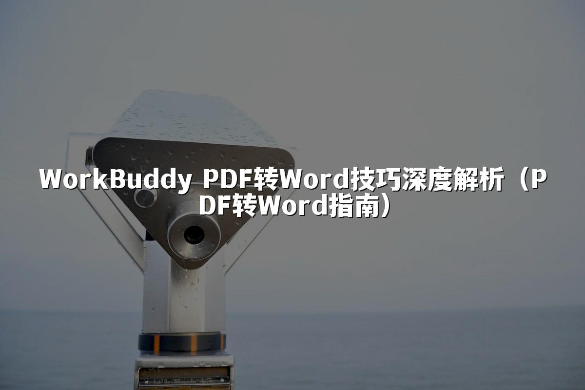 WorkBuddy PDF转Word技巧深度解析（PDF转Word指南）
