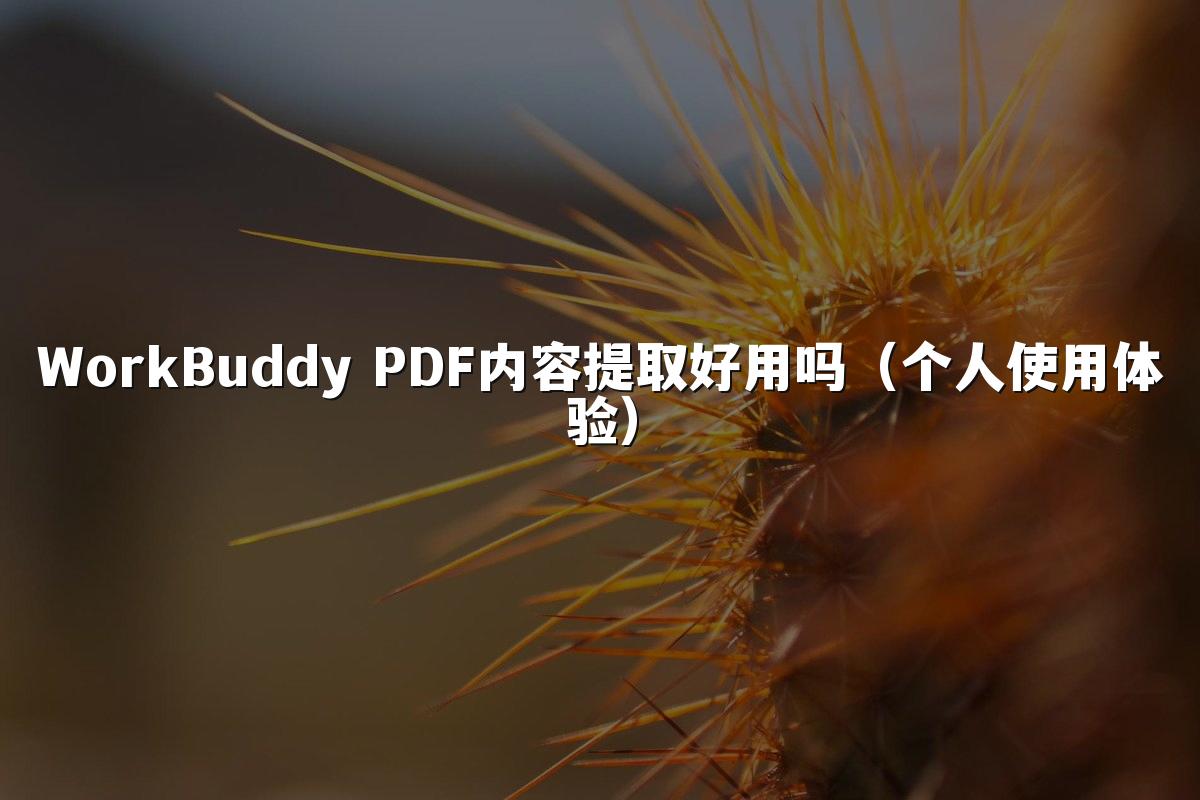 WorkBuddy PDF内容提取好用吗(个人使用体验)