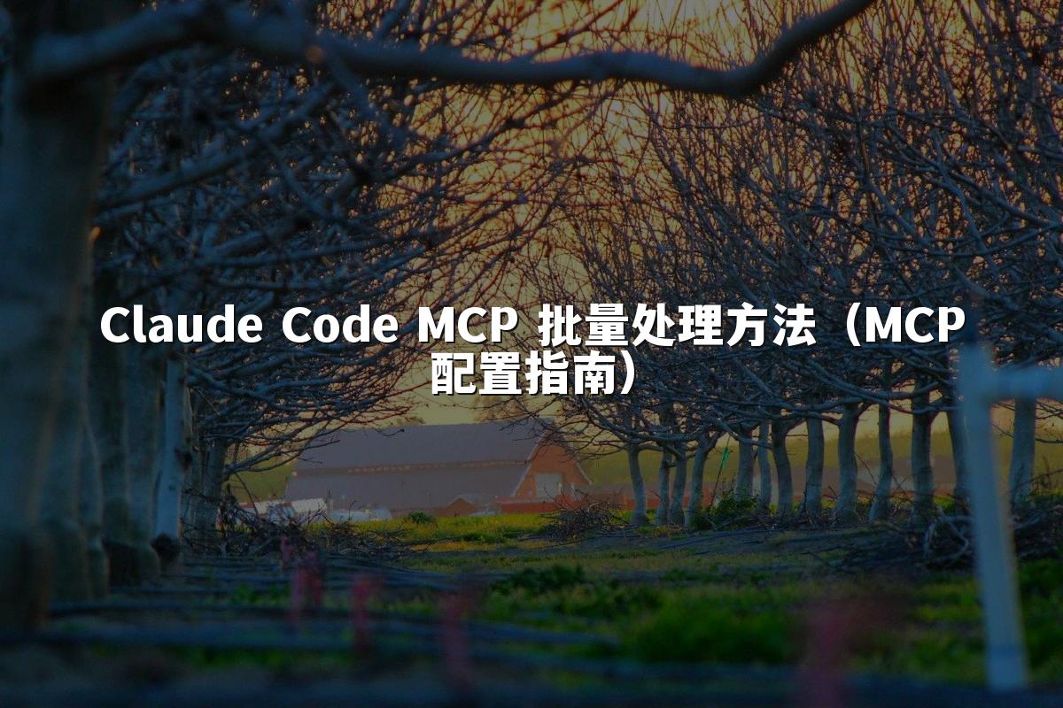 Claude Code MCP 批量处理方法(MCP配置指南)