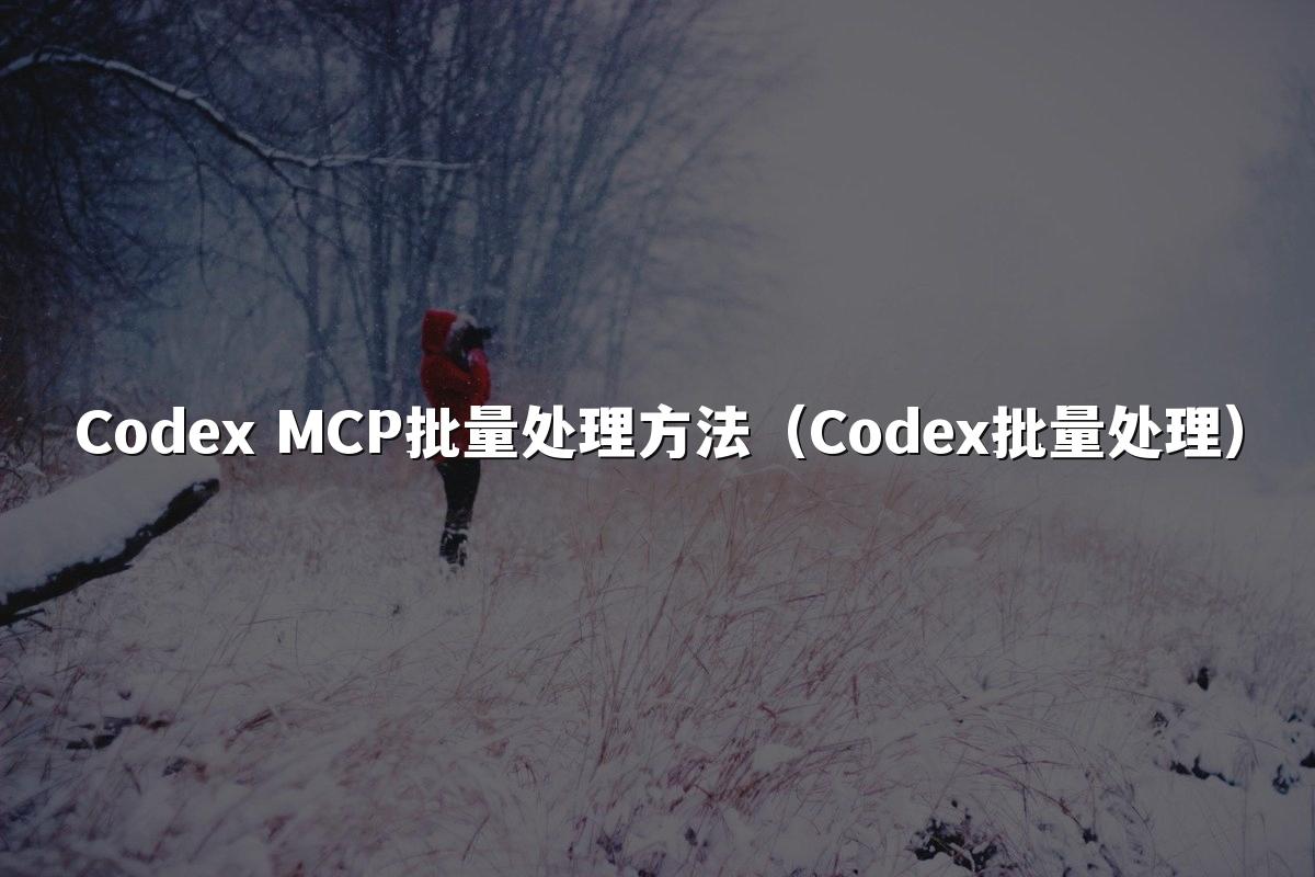 Codex MCP批量处理方法(Codex批量处理)