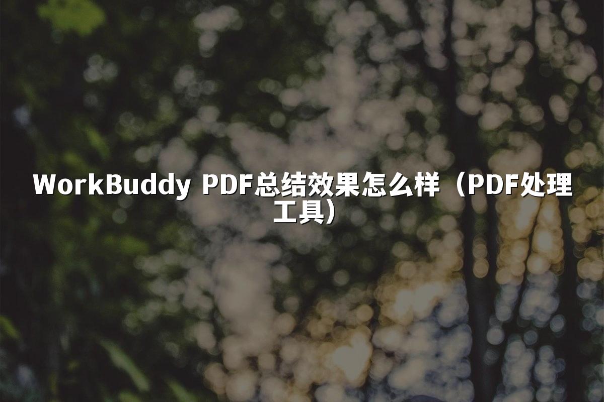 WorkBuddy PDF总结效果怎么样(PDF处理工具)