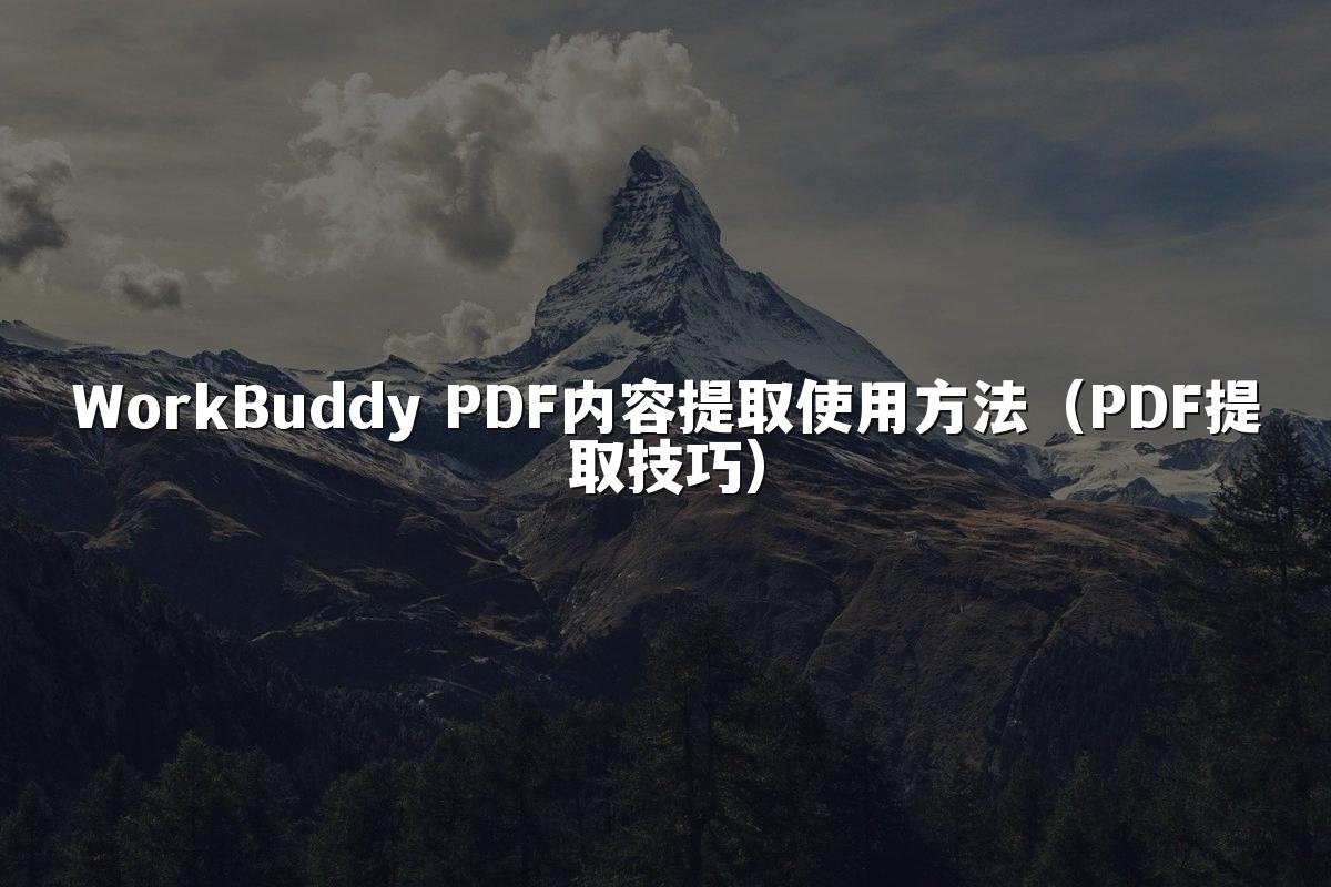 WorkBuddy PDF内容提取使用方法(PDF提取技巧)