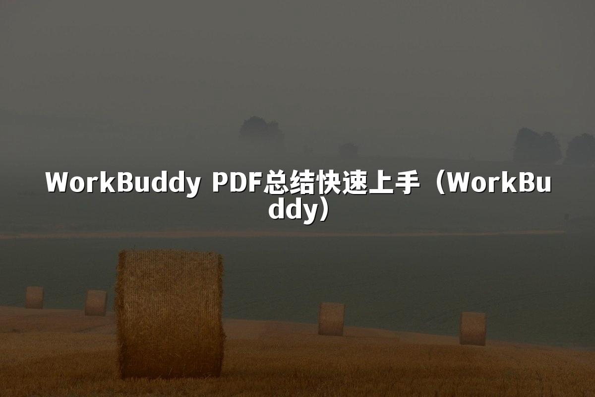 WorkBuddy PDF总结快速上手(WorkBuddy)