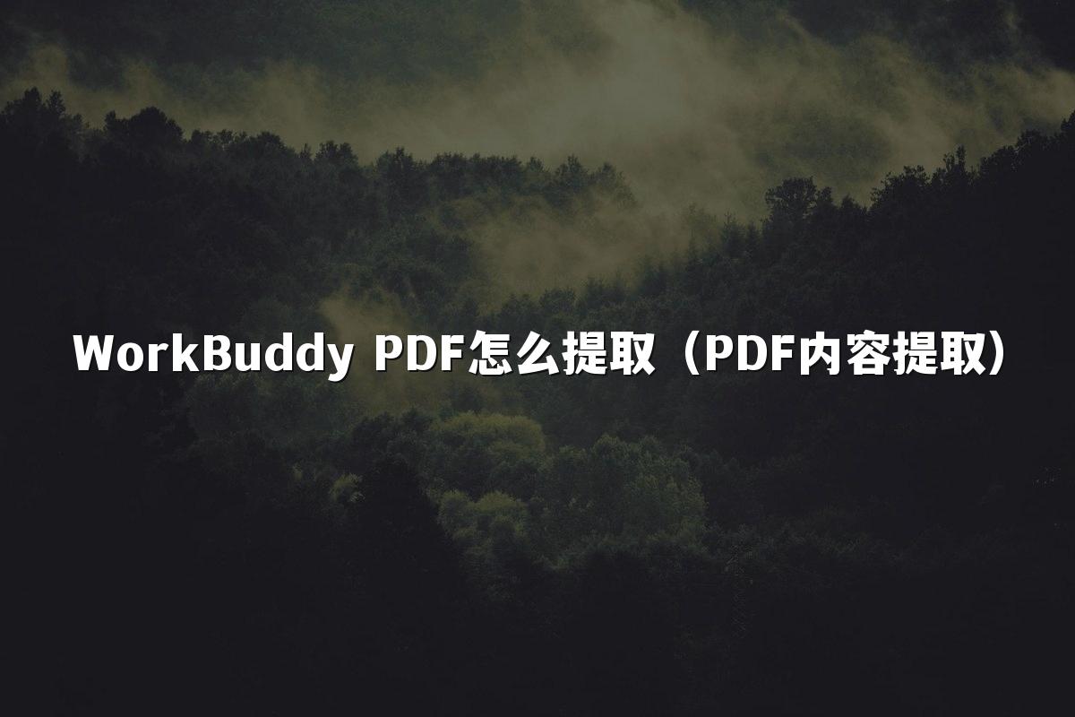 WorkBuddy PDF怎么提取(PDF内容提取)