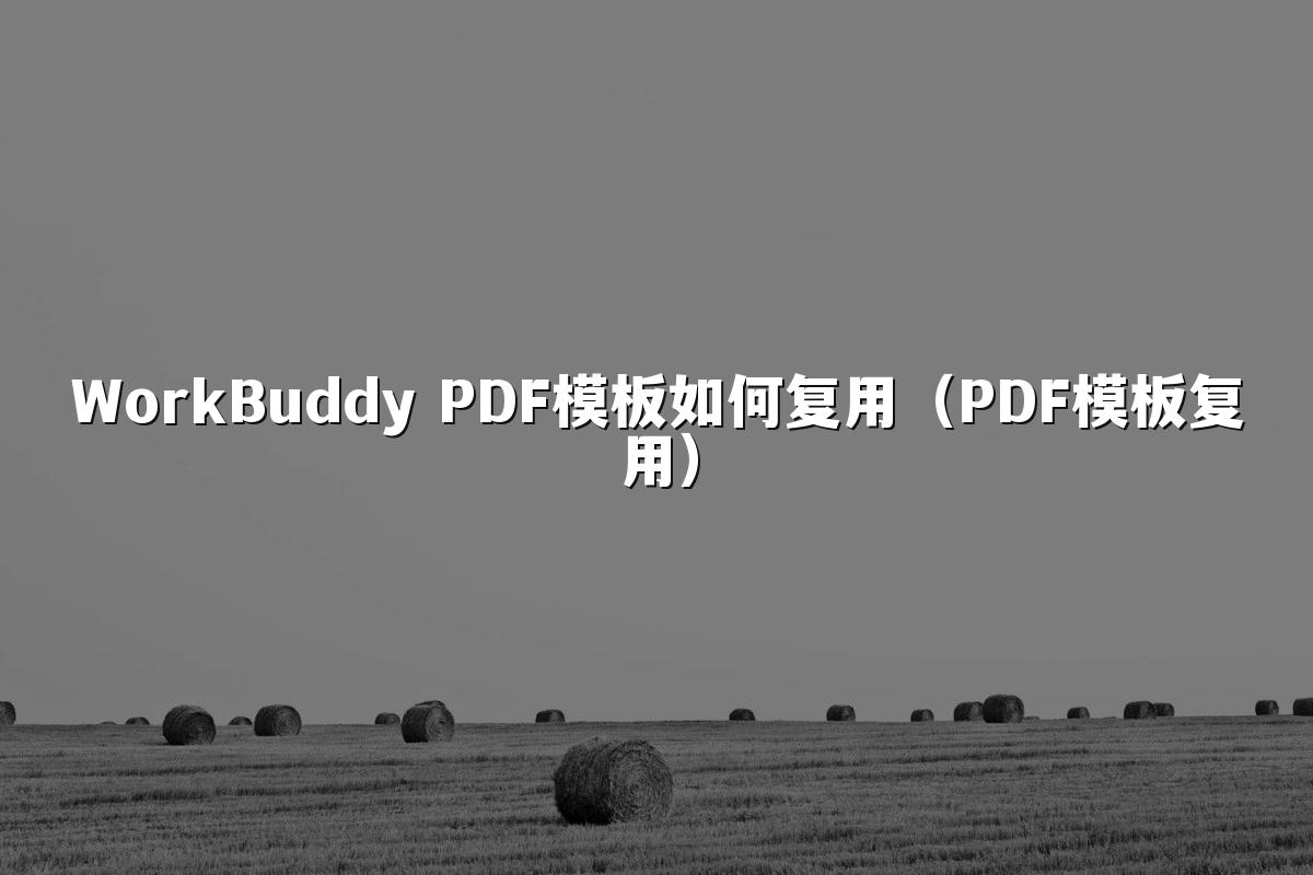 WorkBuddy PDF模板如何复用(PDF模板复用)